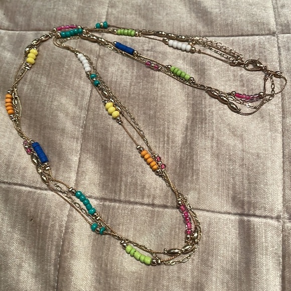 Colorful Beaded Necklace 32” - Picture 3 of 8